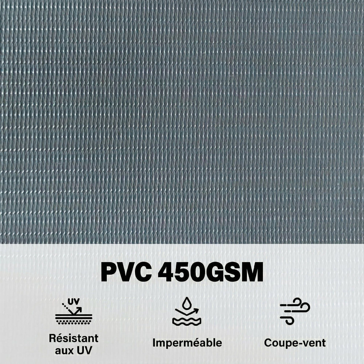 Brise-vue PVC Rouleau Occultant 140m Bande de Protection Visuelle 450g/m² 120 Clips de Fixation Imperméable Gris
