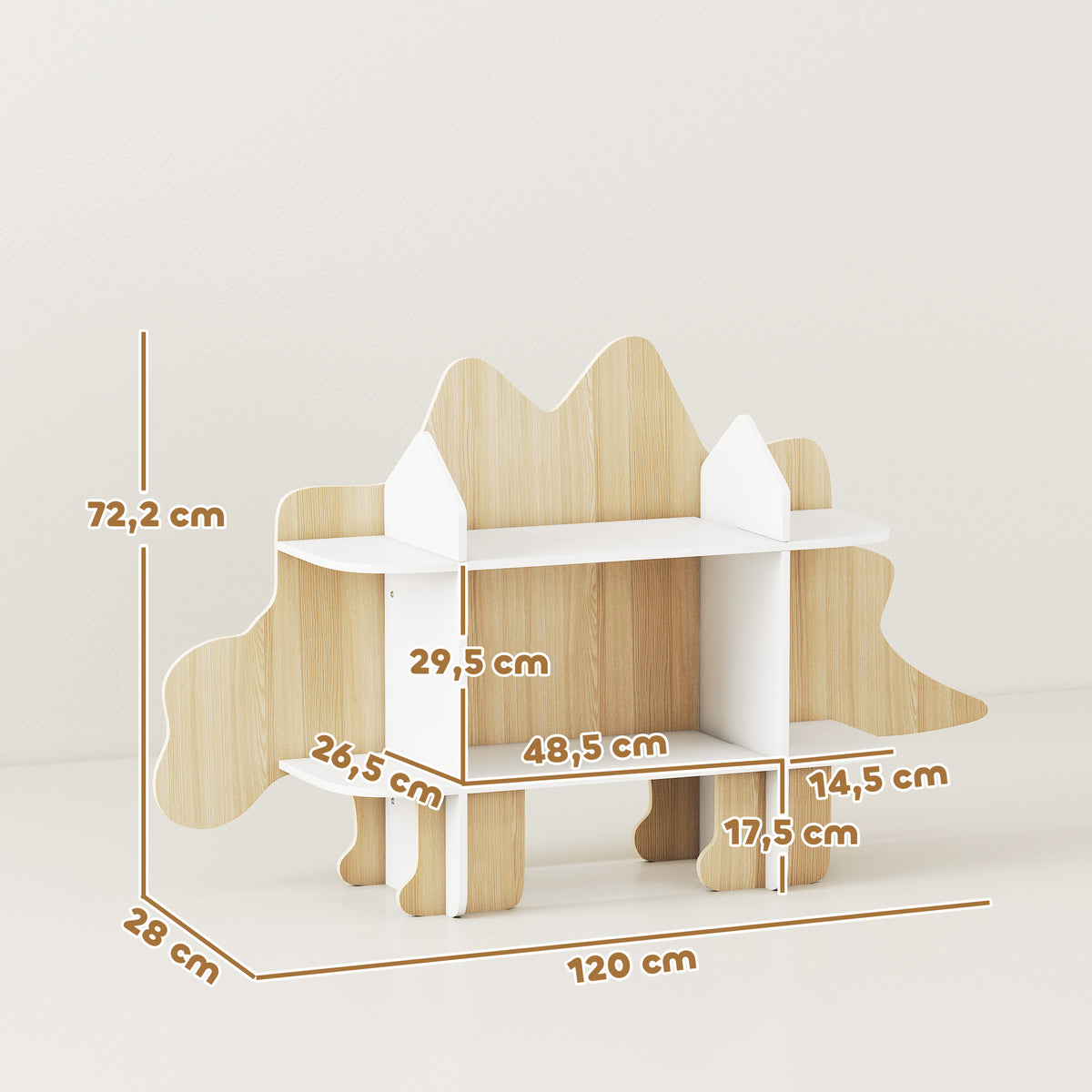 Bibliothèque enfant meuble de rangement pour jouets et livres 6 compartiments 120x28x72,2cm bois naturel
