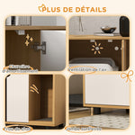 Meuble à litière maison de toilette sur pieds pour chat 2 en 1 portes style scandinave 80 x 48 x 48 cm naturel et blanc