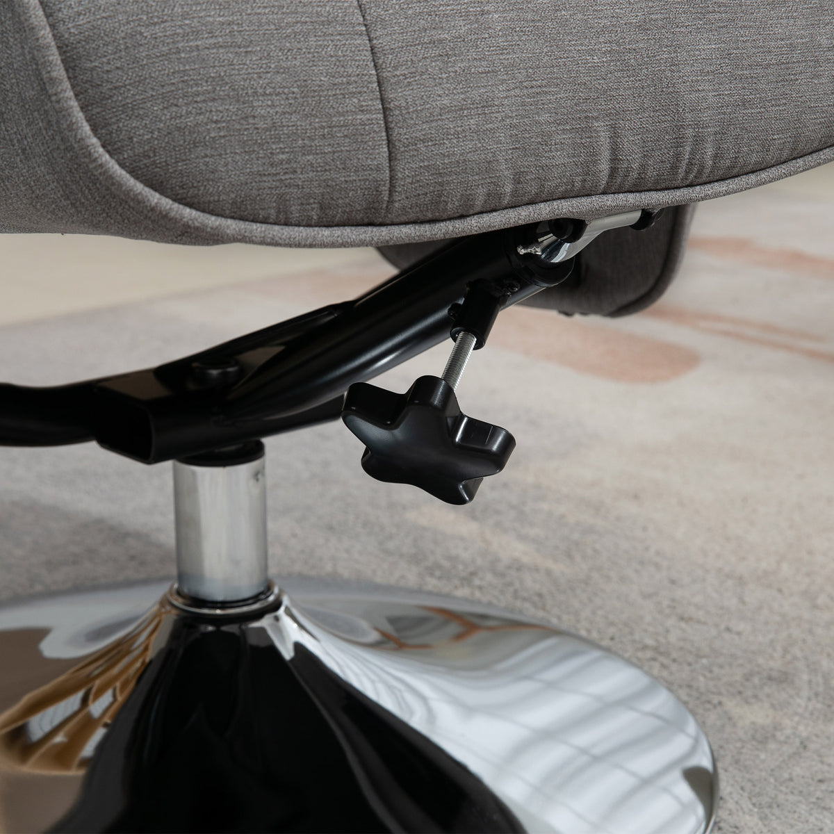 Fauteuil relax inclinable 135° pivotant 360° avec repose-pieds revêtement tissu gris
