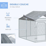 Chenil extérieur avec toit pour chien 5 m² parc grillagé espace couvert acier galvanisé 230 x 230 x 175 cm