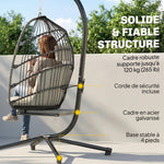 Fauteuil suspendu avec support, chaise suspendue pliante avec repose-pieds rétractable, gris clair