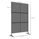 Panneau brise vue décoratif paravent extérieur à motif géométrique ajouré en métal - 122 x 45 x 198 cm, noir