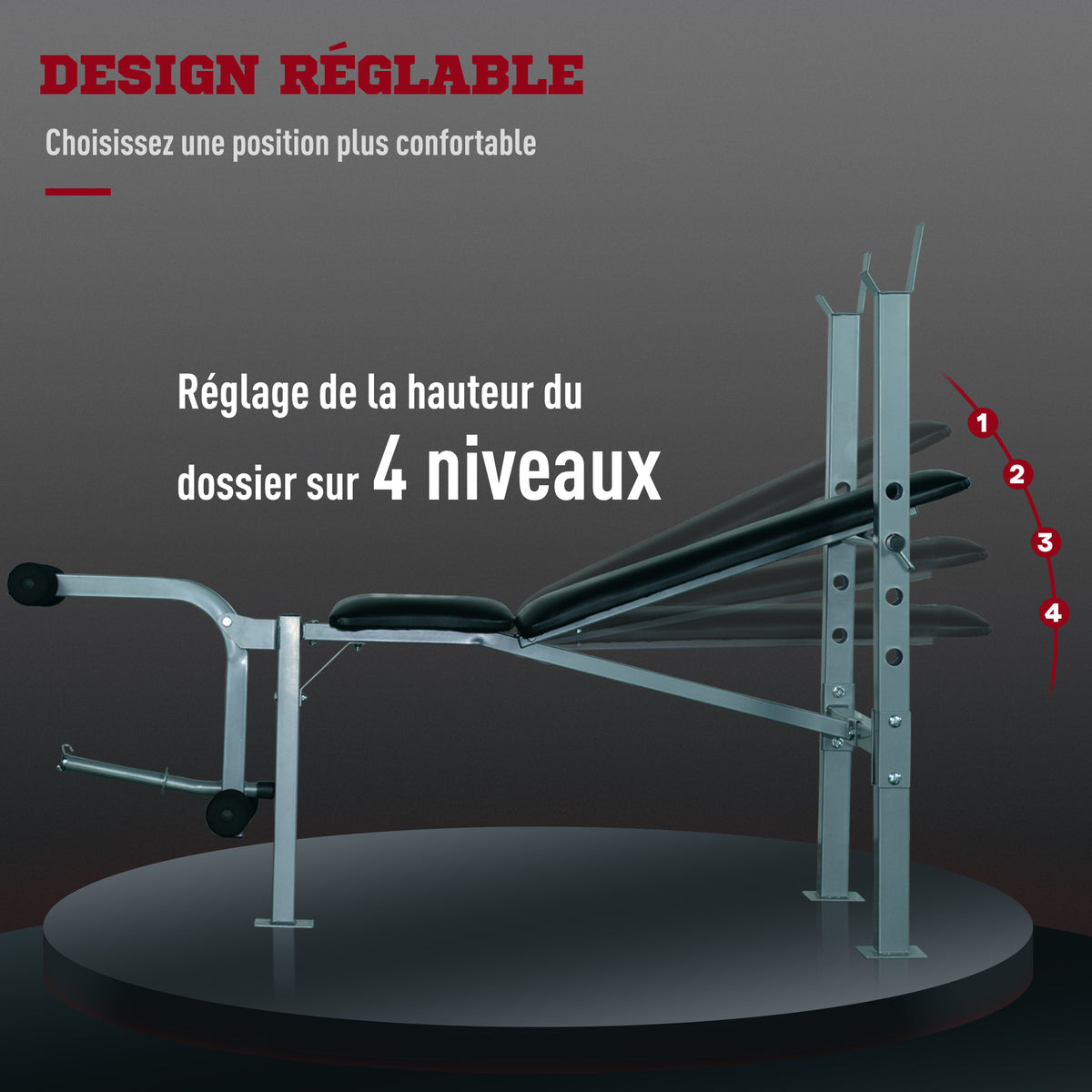 Lot de banc de musculation et haltères courtes total 25 Kg - dossier réglable haltères à poids réglable barres incluses