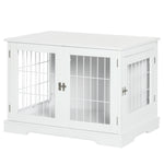 Cage pour chien animaux 2 en 1 table d'appoint meuble cage chien intérieur avec 2 portes verrouillables - dim. 76L x 54.5l x 56H cm - Métal et MDF
