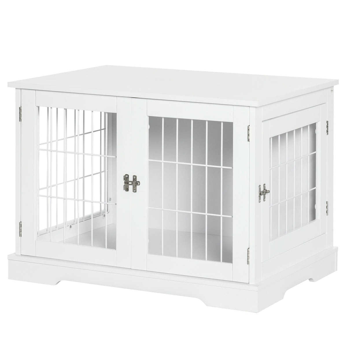 Cage pour chien animaux 2 en 1 table d'appoint meuble cage chien intérieur avec 2 portes verrouillables - dim. 76L x 54.5l x 56H cm - Métal et MDF