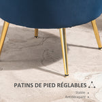Fauteuil salon fauteuil en velours fauteuil coquillage avec pieds en métal doré pour chambre à coucher, bleu