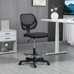 Chaise de bureau assise haute en maille hauteur réglable 50-70 cm avec repose-pied pivotant 360° noir