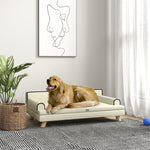 Canapé pour chien chat design scandinave coussin moelleux amovible pieds bois massif 100 x 62 x 32 cm beige