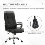 Fauteuil de bureau à roulettes chaise manager ergonomique pivotante hauteur réglable lin noir
