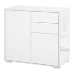 Meuble de rangement buffet commode armoire de rangement avec 2 tiroirs et 2 placards à portes, étagères réglables, pour salon, cuisine, chambre, 79 x 36 x 74 cm blanc