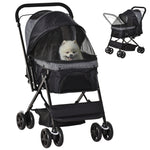 Poussette pour chien animaux de compagnie pliable 4 roues EVA guidon réglable panier 76,5 x 52 x 95 cm