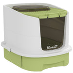 Maison de toilette pour chat bac à litière fermé chat avec porte translucide pelle incluse 40,5 x 52,5 x 42,5 cm vert