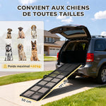 Rampe pour Chien Pliable en Acier, Escalier pour Chien avec Surface Antidérapante, Charge 180 kg, 191 x 50 x 4 cm, Noir