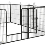 Parc enclos modulable acier époxy porte verrouillable pour chiens petits animaux intérieur et extérieur 80 x 80 cm gris