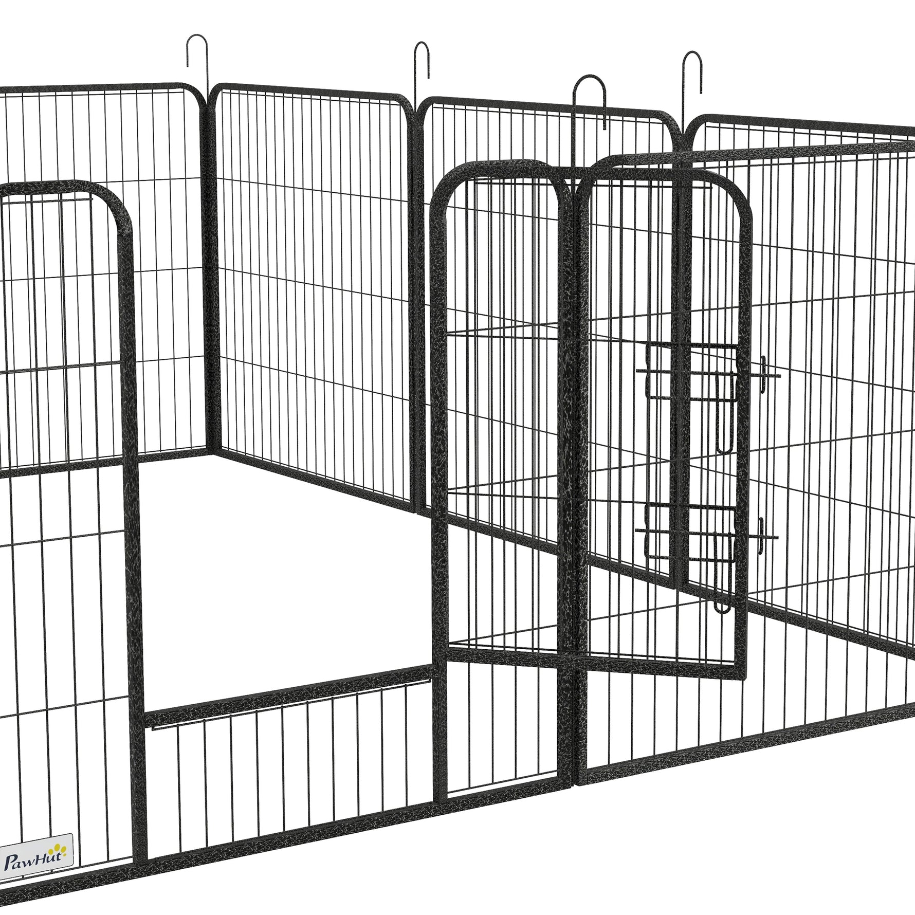 Parc enclos modulable acier époxy porte verrouillable pour chiens petits animaux intérieur et extérieur 80 x 80 cm gris