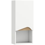 Armoire murale de salle de bain avec porte à fermeture douce, étagère réglable et compartiment ouvert, 30x17x67cm, blanc