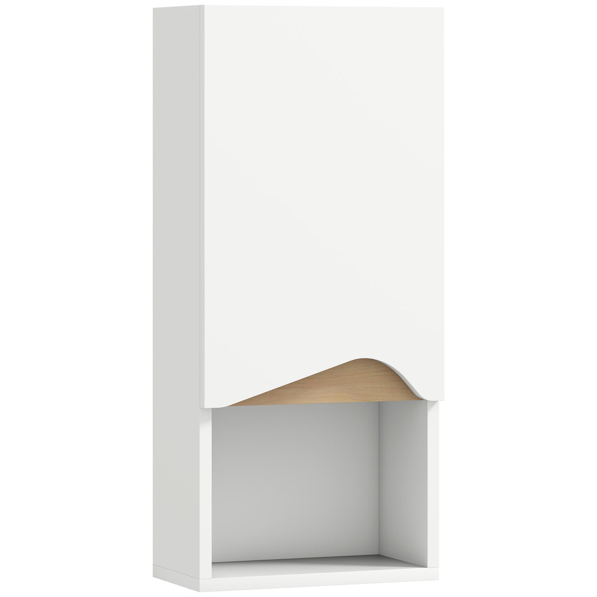 Armoire murale de salle de bain avec porte à fermeture douce, étagère réglable et compartiment ouvert, 30x17x67cm, blanc