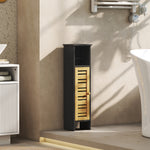 Meuble de salle de bain avec support papier toilette barre amovible 3 Niveaux + Sortie Papier, 78H cm, Bambou noir