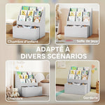Bibliothèque pour enfants Multi-Rangement avec 3 niveaux d'étagères et un tiroir, 62,5L x 30l x 70H cm, gris