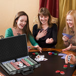 Mallette de poker coffret de poker complet 400 jetons, boîtier en ABS, cartes à jouer, dés, dealer, tapis, clés