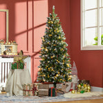 Sapin de Noël artificiel lumineux 703 branches 250 LED 30 pommes de pin support pied pliable hauteur 180 cm Ø 80 vert