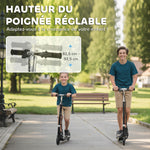 Klappbarer Elektroroller für Kinder ab 7 Jahren, 120W, max. Geschwindigkeit 12 km/h, 74x36x82,5-92,5 cm, Schwarz