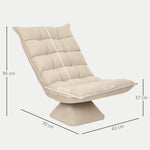 Fauteuil de sol paresseux fauteuil relax design capitonné inclinaison dossier réglable pivotant 360° revêtement lin beige