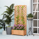 Jardinière avec treillis bac à fleurs avec treillis fond à lattes bois massif 76 x 36 x 170 cm marron