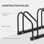 Râtelier 3 vélos -  - rangement pneu 65 mm sol ou mural - pour VTT enfants BMX - 76 x 33 x 27 cm - acier - noir