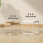 Set van 2 vierkante uitschuifbare salontafels, nesteltafels met stalen frame, moderne stijl, wit