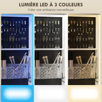Armoire à bijoux armoire avec miroir sur pied pivotante à 360° éclairage LED 37x40x165,5cm cadre blanc, doublure noire