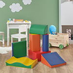 7PCS Module motricité bébé parcours motricité bébé blocs de construction en mousse EPE avec housse en polyuréthane - jouets éducatifs pour enfants d'âge préscolaire, multicolore