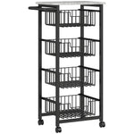 Desserte cuisine 4 niveaux chariot de service sur roulettes plan de travail cadre en acier 49,5 x 31 x 91 cm gris clair