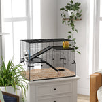 Cage hamster cage rongeur 3 niveaux avec roue rampes maisonnette abreuvoir mangeoire 76,5L x 48,5l x 54,5H cm noir