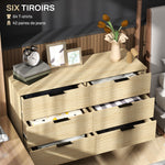Commode 6 tiroirs Commode moderne pour chambre à coucher avec design anti-basculement 110L x 40l x 75H cm Aspect bois