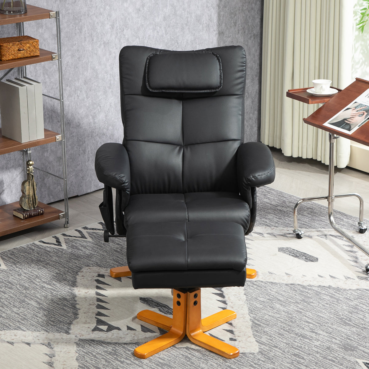 Fauteuil massant avec repose-pied, dossier inclinable jusqu'à 135°, coffre de rangement, télécommande