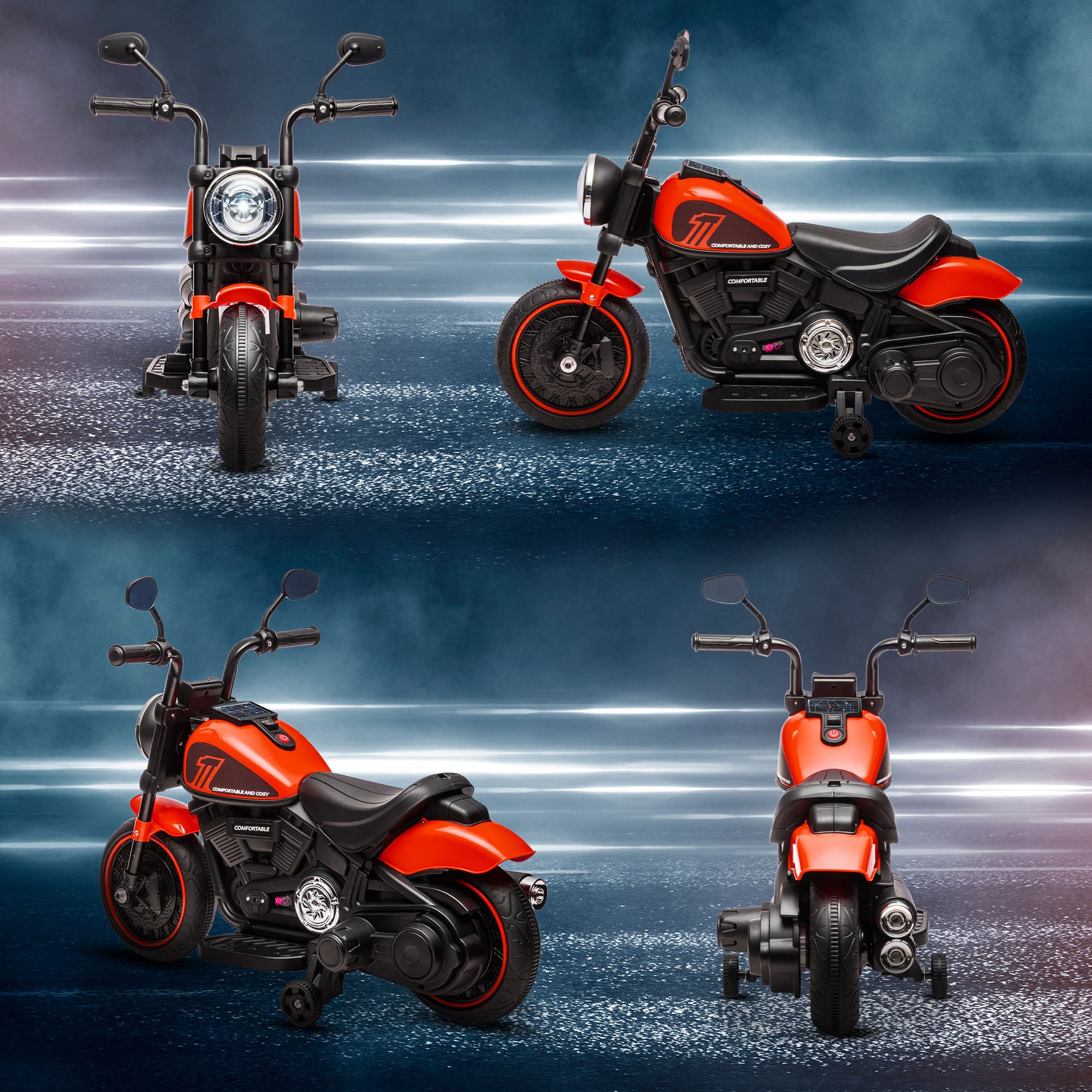 Moto électrique pour enfants 3 km/h 6V avec phare LED 2 roues d'entraînement de 18 à 36 mois avec moteur puissant rouge