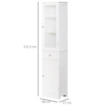 Meuble Colonne de Salle de Bain Placard Porte Acrylique 2 étagères Placard Porte 1 étagère tiroir MDF Blanc