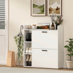 Meuble à chaussures 15 paires, armoire à chaussures moderne avec 2 tiroirs rabattables, 83x24x90,5cm, blanc