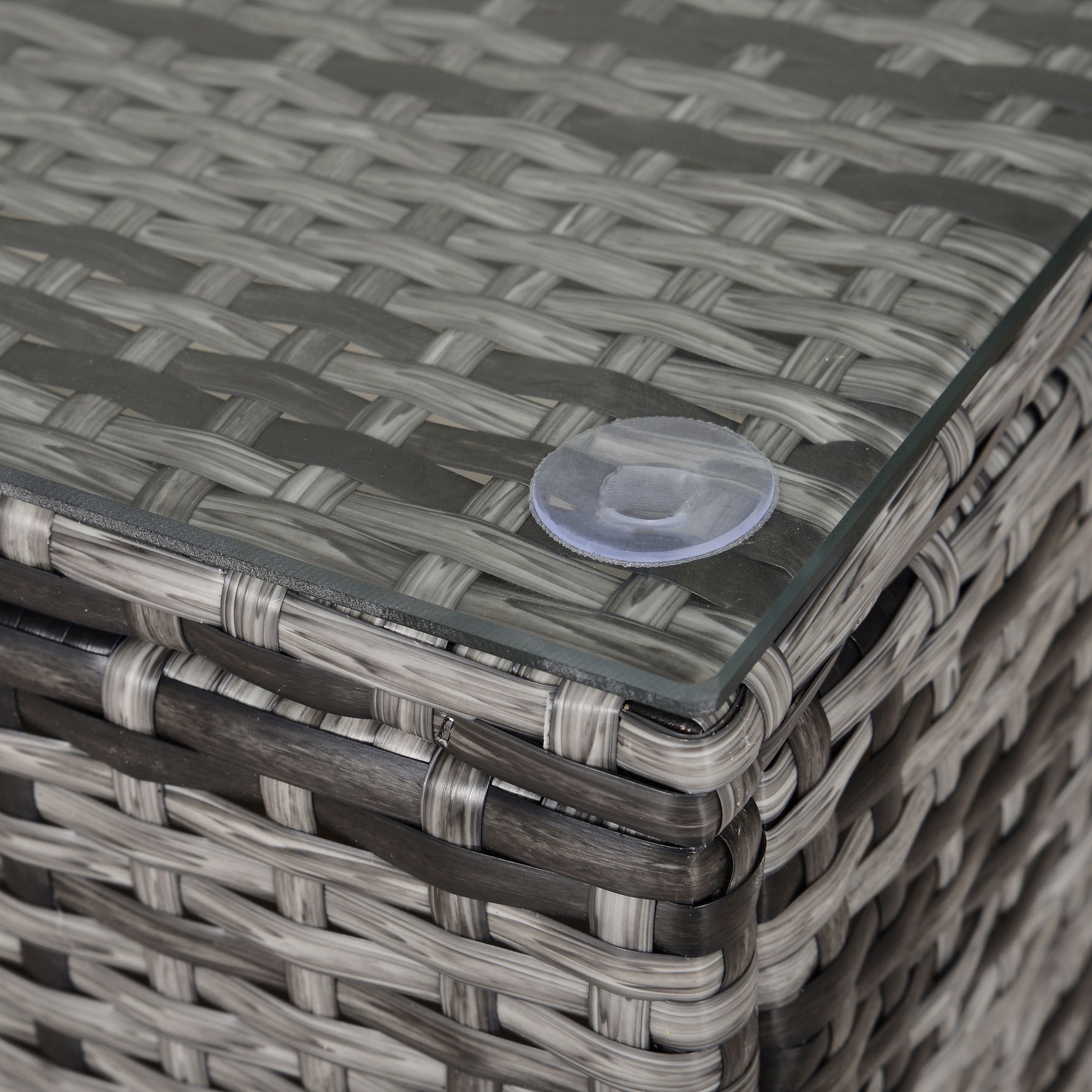 Table Basse de Jardin Plateau Verre trempé 5 mm rotin tressé 85 x 50 x 39cm Max. 70 kg gris