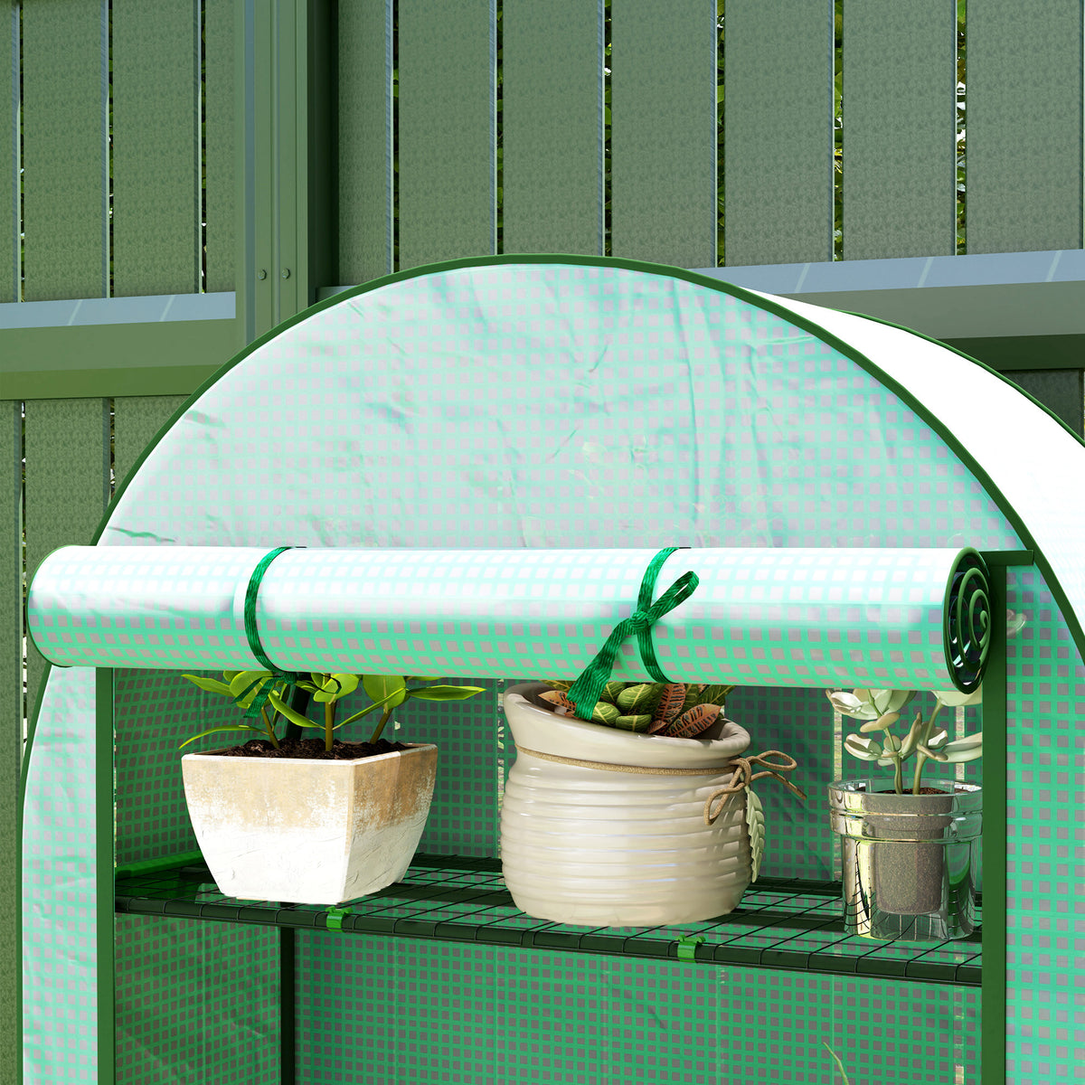 Serre de jardin serre de balcon avec étagères à 4 niveaux, bâche en PE pour légumes, plantes,105 x 45 x 160 cm, vert