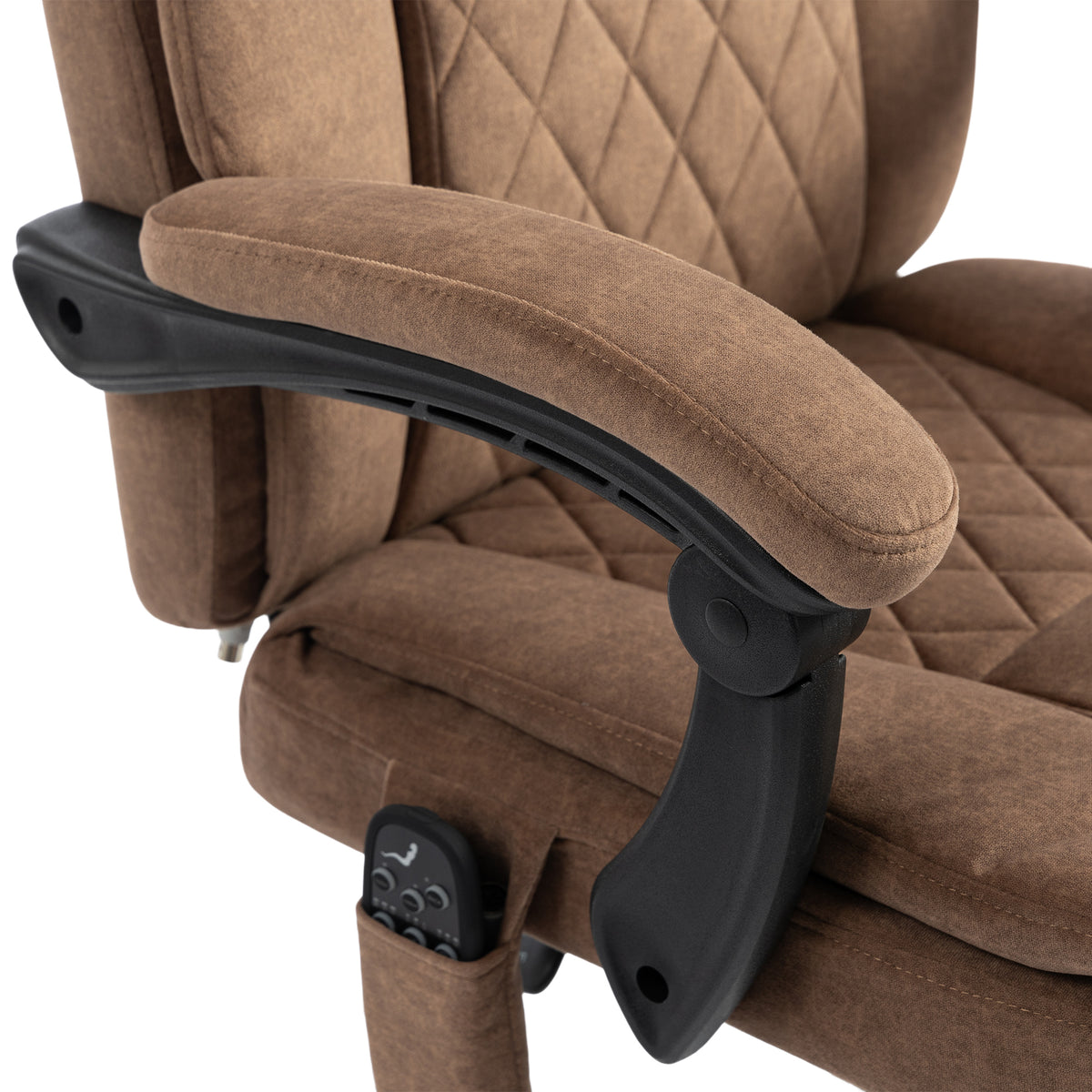 Vibrating and Heated Massage Office Chair, Ergonomic Printed Velvet Desk Chair, Reclining Backrest, Brown