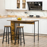 Ilot centra table de bar plateau latéral  rabattable et 3 étagères 120 x 76 x 91,4 cm Brun Rustique