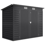 Abri de Jardin 2,7 m², Dim. 249 x 121 x 183 cm gants inclus portes doubles verrouillables ventilations tôle acier gris