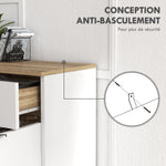 Meuble de rangement buffet cuisine 1 tiroir 1 placard double porte 3 étagères réglables 95 x 35 x 85 cm blanc