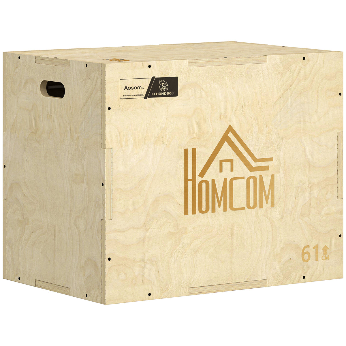 Box jump pliométrie 3 en 1 - Collaboration .fr x FFHandball - saut musculation fitness 61x51x76cm bois
