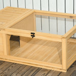 Maison enclos cage habitat pour petit animal tortues avec 2 espaces 91 x 60,5 x 32 cm bois massif jaune clair