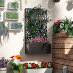 Jardinière avec treillis, bac à fleurs pour plantes grimpantes, légumes, fleurs en métal 61 x 23 x 113 cm noir