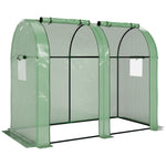 Serre de jardin 1,8 m² dim. 1,85L x 0,9l x 1,5H m 2 Portes zippées déroulantes 4 fenêtres enroulables Acier PE Vert